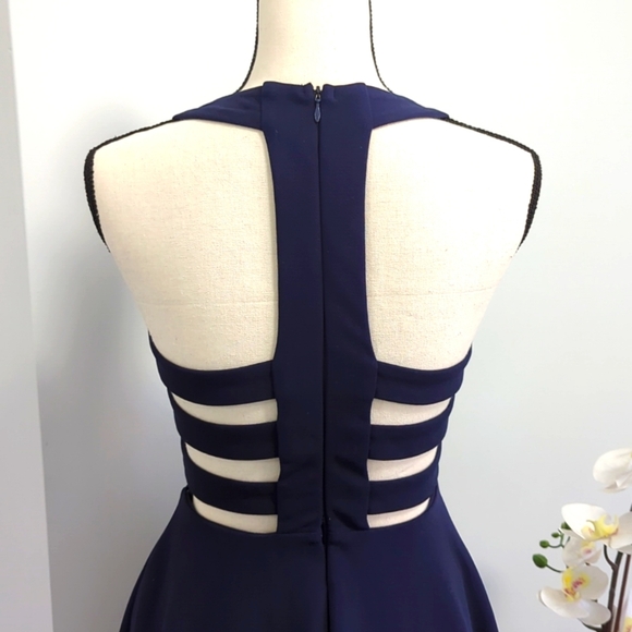 Lulu's Navy Blue Ribcage Style Back Mini Skater Dress - Size: S - Picture 7 of 12